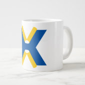 青と黄色のモノグラムX ジャンボコーヒーマグカップ (正面右)