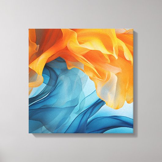 青と黄色のリボン キャンバスプリント (正面)