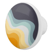 青と黄色のレトロスタイル波 セラミックノブ (右)