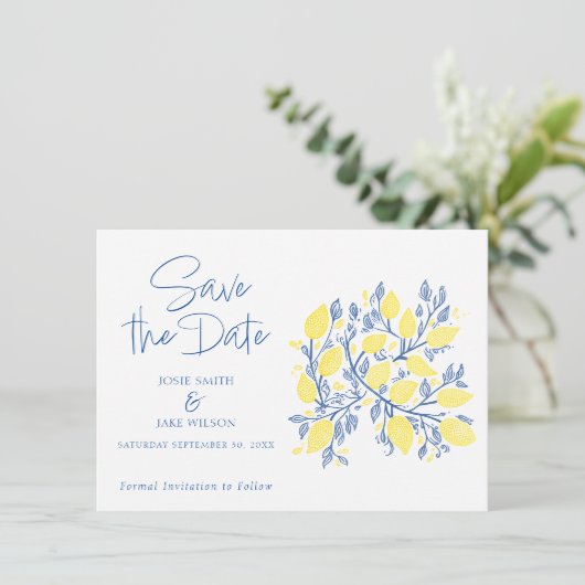 青と黄色のレモンのつる植物は日付を保存 セーブザデート (スタンド正面)