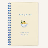 青と黄色のレモンの家族のレシピノートブック ノートブック (正面)