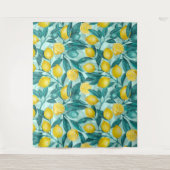 青と黄色のレモンの枝 タペストリー (正面)