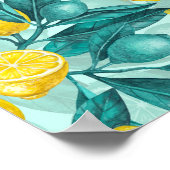 青と黄色のレモンの枝 ポスター (角)