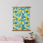 青と黄色のレモンの枝 吊り下げ型タペストリー (寝室)
