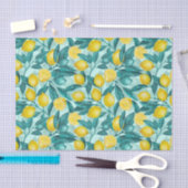 青と黄色のレモンの枝 薄葉紙 (クラフト)