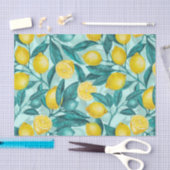 青と黄色のレモンの枝 薄葉紙 (クラフト)