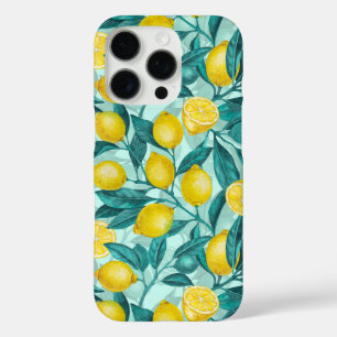 青と黄色のレモンの枝 iPhone 16 PROケース
