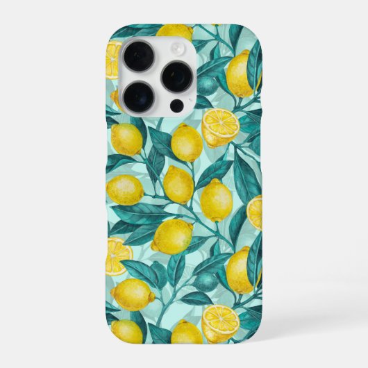 青と黄色のレモンの枝 iPhoneケース (裏面)