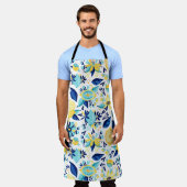 青と黄色のレモン エプロン (着用した状態)