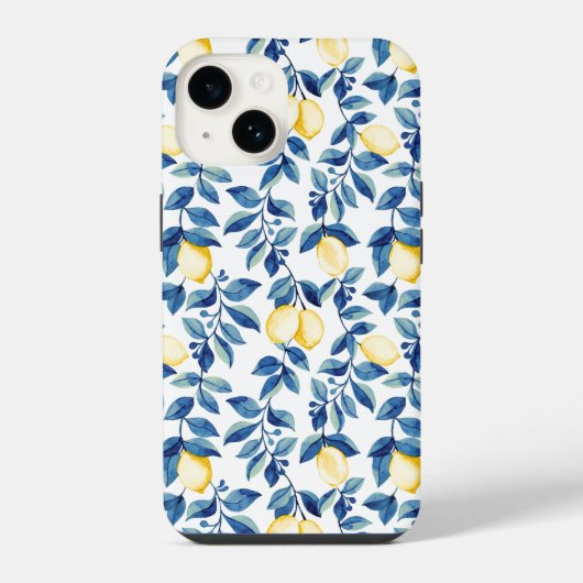 青と黄色のレモン iPhoneケース (裏面)