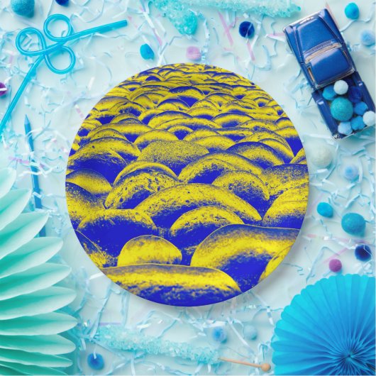 青と黄色のロックスケープ ペーパープレート (パーティー)