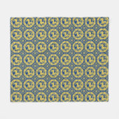 青と黄色の中世ライオンズフリースブランケット フリースブランケット (正面(横))