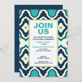 青と黄色の企業イベント 招待状 (正面/裏面)