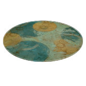 青と黄色の円 カッティングボード (角)