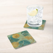 青と黄色の円 スクエアペーパーコースター (インサイチュ)