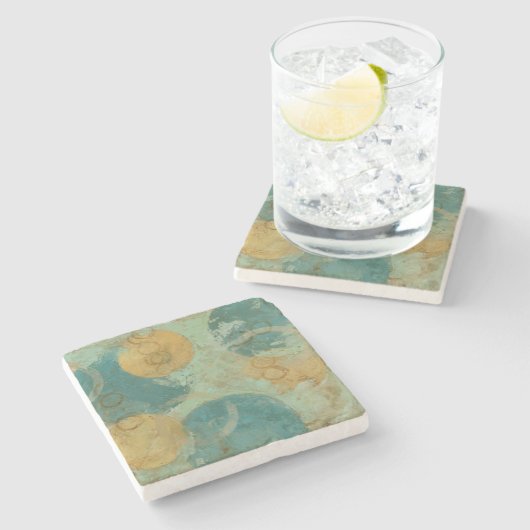 青と黄色の円 ストーンコースター (横)