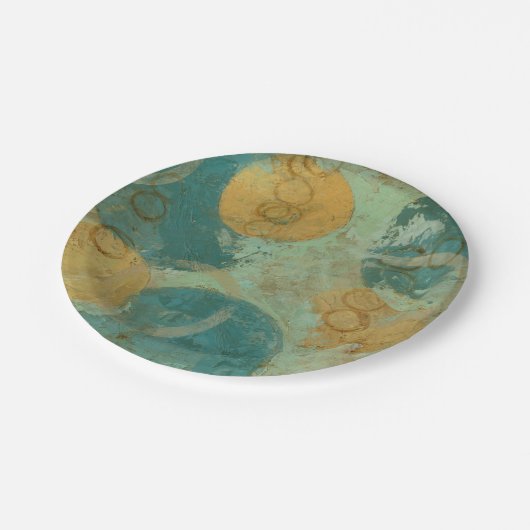 青と黄色の円 ペーパープレート (アングル)