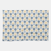 青と黄色の冬の雪の列 キッチンタオル (横)