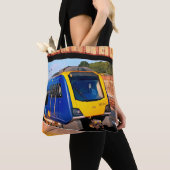 青と黄色の列車、シェフィールド トートバッグ (クローズアップ)