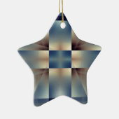 青と黄色の十字パターン セラミックオーナメント (右)