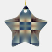 青と黄色の十字パターン セラミックオーナメント (正面)