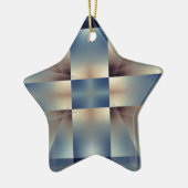 青と黄色の十字パターン セラミックオーナメント (左)