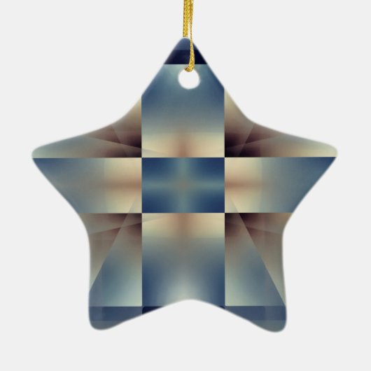 青と黄色の十字パターン セラミックオーナメント (裏面)