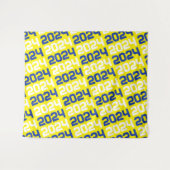 青と黄色の卒業の背景 タペストリー (正面(横))