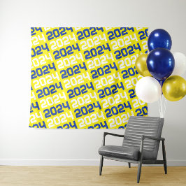 青と黄色の卒業の背景 タペストリー