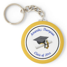 青と黄色の卒業キャップとタッセル