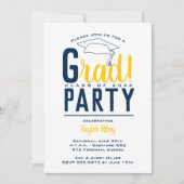 青と黄色の卒業パーティー 招待状 (正面)