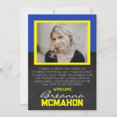 青と黄色の卒業写真サンキューカード 招待状 (正面)