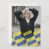 青と黄色の卒業写真サンキューカード 招待状 (裏面)