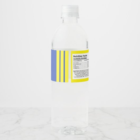 青と黄色の卒業式のウォーターボトルラベル ペットボトルラベル (裏面)