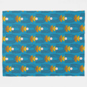 青と黄色の可愛いボホアーチライン フリースブランケット (正面(横))