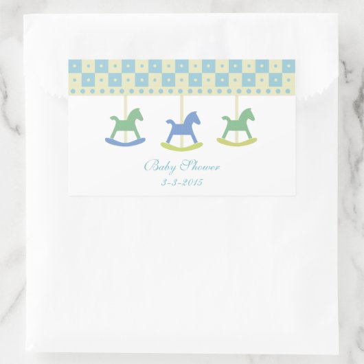 青と黄色の回転木馬:赤ちゃんシャワーのシール 長方形シール (バッグ)