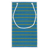 青と黄色の幾何学的な民族フォークのアートパターン スモールペーパーバッグ (裏面)