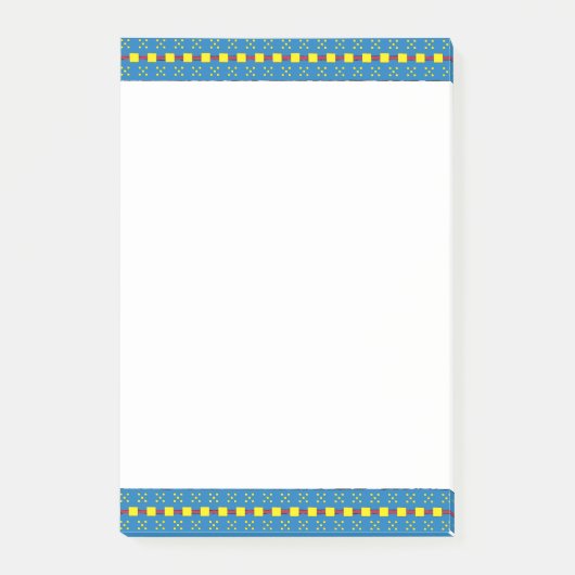 青と黄色の幾何学的な民族フォークのアートパターン ポストイット (正面)