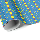 青と黄色の幾何学的な民族フォークのアートパターン ラッピングペーパー (ロールコーナー)