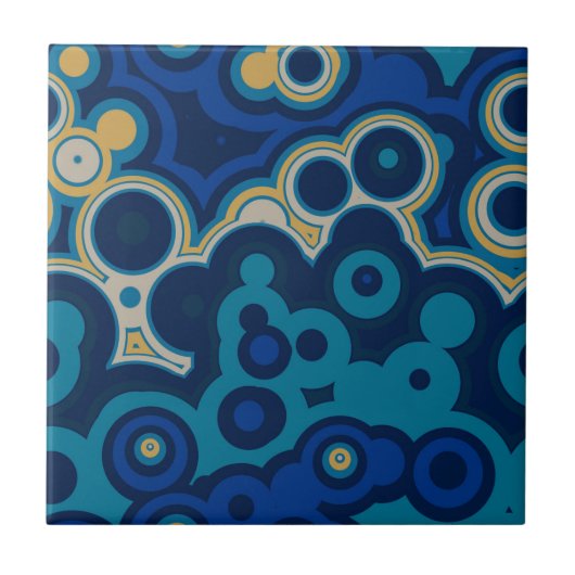 青と黄色の幾何学的 タイル (正面)