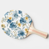 青と黄色の庭の花 ボタニカル柄 卓球ラケット (横)
