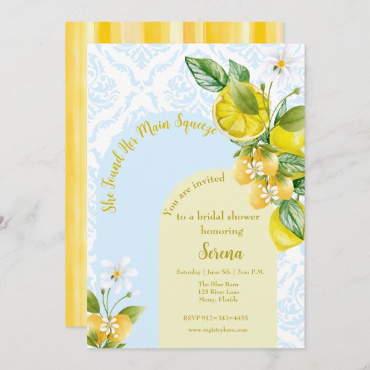 青と黄色の彼女は彼女の主な絞りを見つけた 招待状 (正面/裏面)