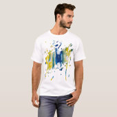 青と黄色の手作りアート作品 Tシャツ (正面フル)