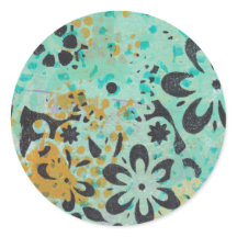 青と黄色の抽象芸術シール