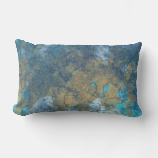 青と黄色の抽象芸術 ランバークッション (正面)