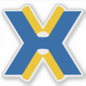 青と黄色の文字Xモノグラム シール (正面)