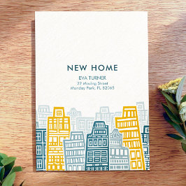 青と黄色の新しい家 カートゥーンシティ 招待状