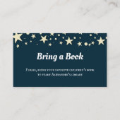 青と黄色の星ベビーシャワーが本を持ってくる エンクロージャーカード (正面)