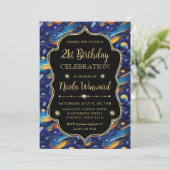 青と黄色の星空21歳の誕生日 招待状 (スタンド正面)