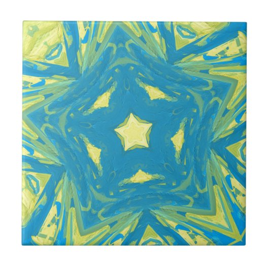 青と黄色の星 タイル (正面)
